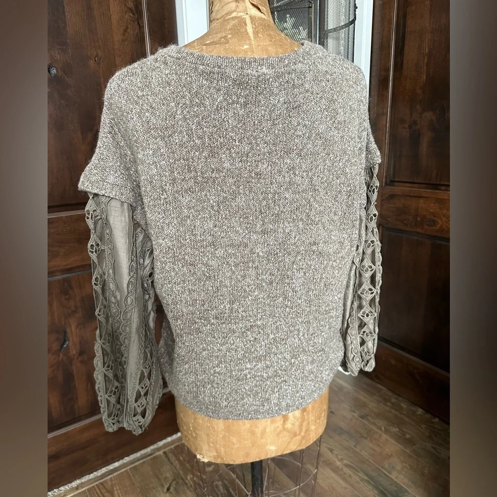 Gimmicks Knit Sweater with Lace Sleeves - Picture 5 of 8